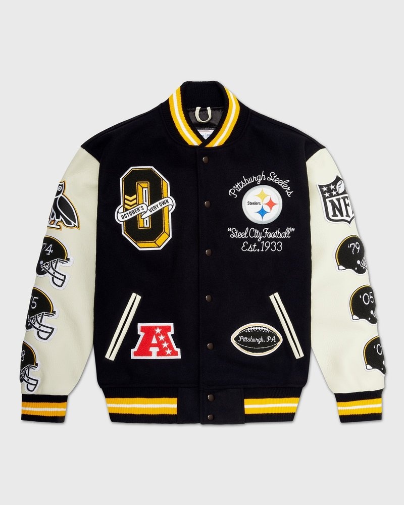 outerwear octobers very own ovo nfl pittsburgh steelers varsity jacket black