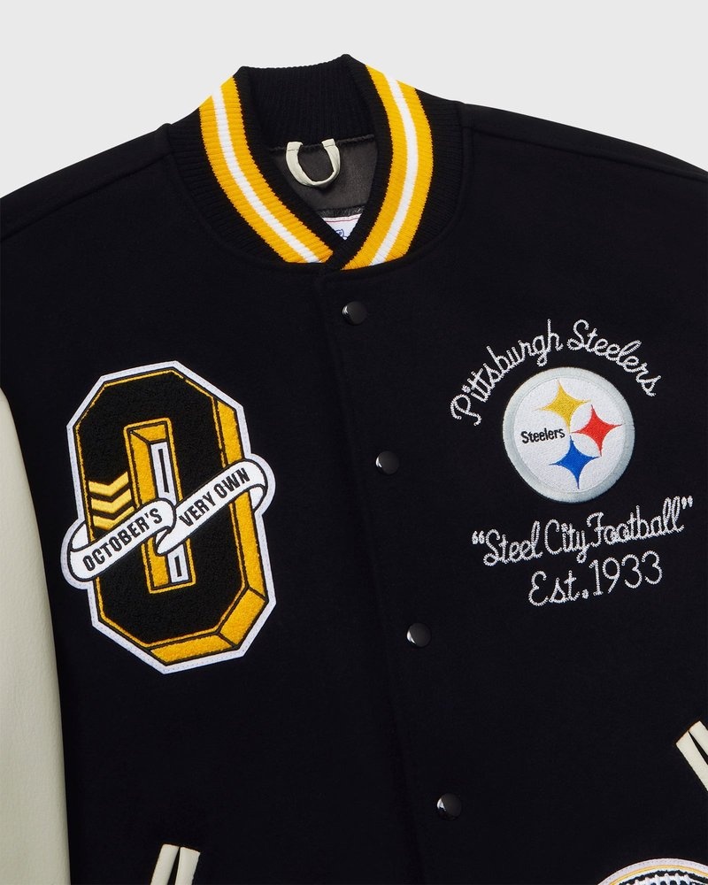 outerwear octobers very own ovo nfl pittsburgh steelers varsity jacket black