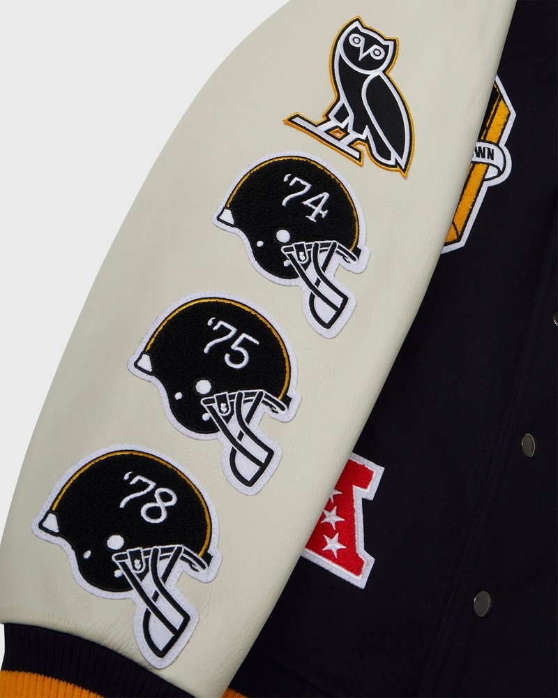 outerwear octobers very own ovo nfl pittsburgh steelers varsity jacket black