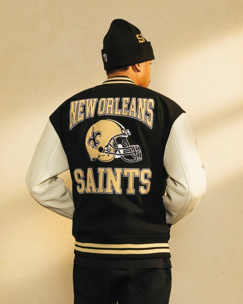 outerwear octobers very own ovo nfl new orleans saints varsity jacket black