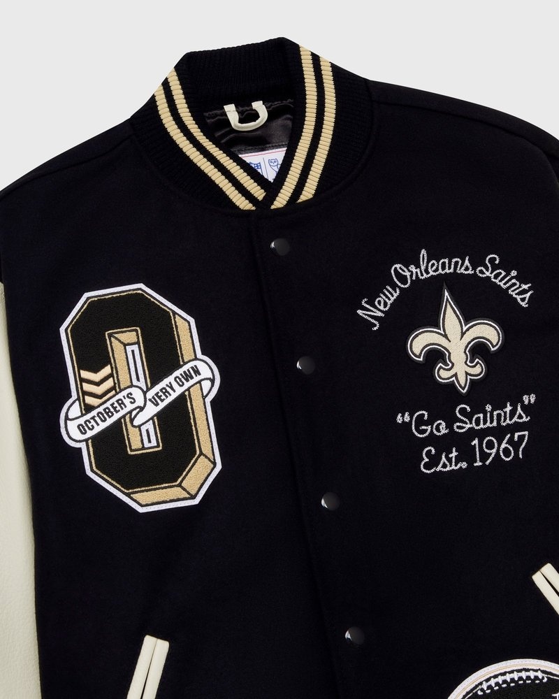 outerwear octobers very own ovo nfl new orleans saints varsity jacket black