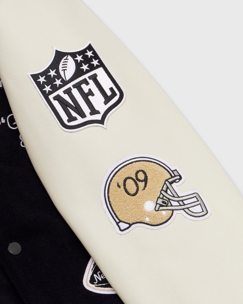 outerwear octobers very own ovo nfl new orleans saints varsity jacket black